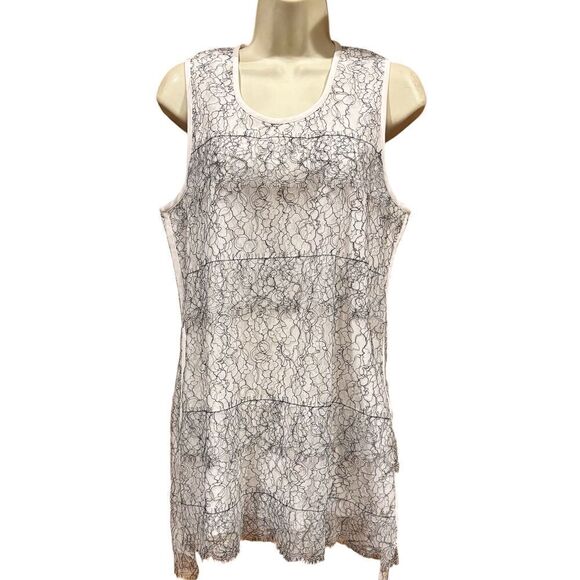 Victoria, Victoria Beckham Lace Overlay Top in White & Black NWT Size 8 - Picture 1 of 5